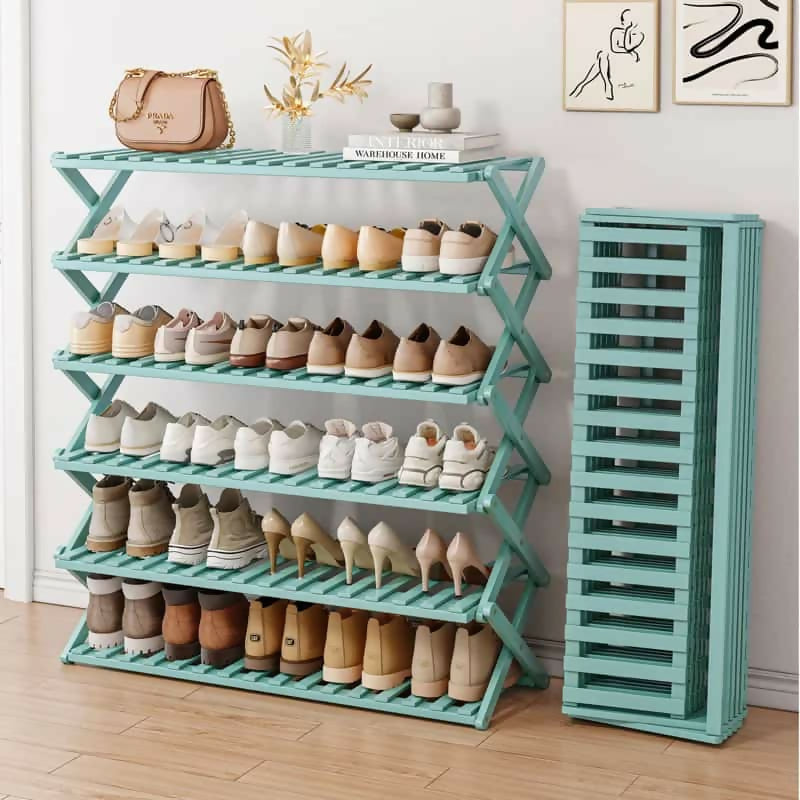 6-Tier Black Bamboo Shoe Rack stand / Multifunctional Organizer