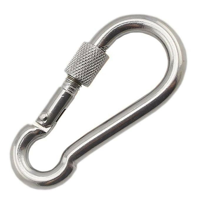 Strong Locking Heavy Duty Chromed Steel Carabiner Outdoor Activities Ring Clip Snap Hook Spring Loaded Screw