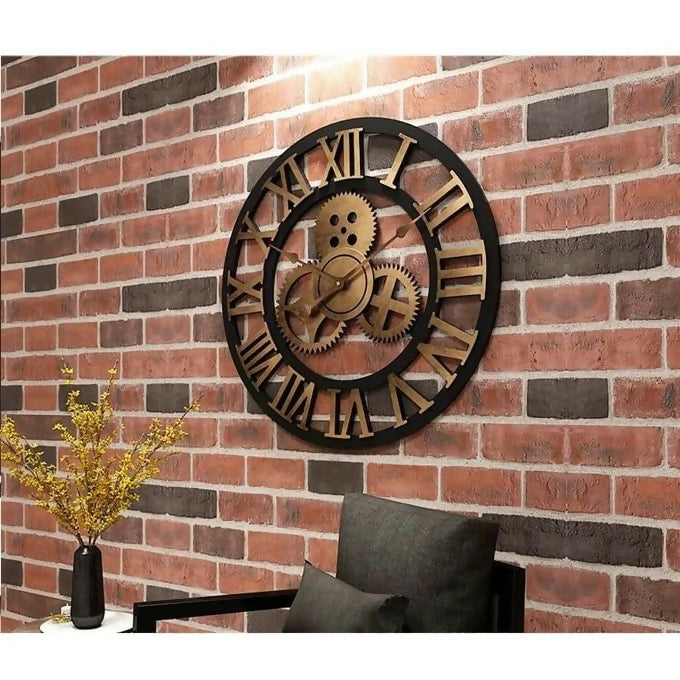 3D Roman Vintage Gear Pocket Wall Clock