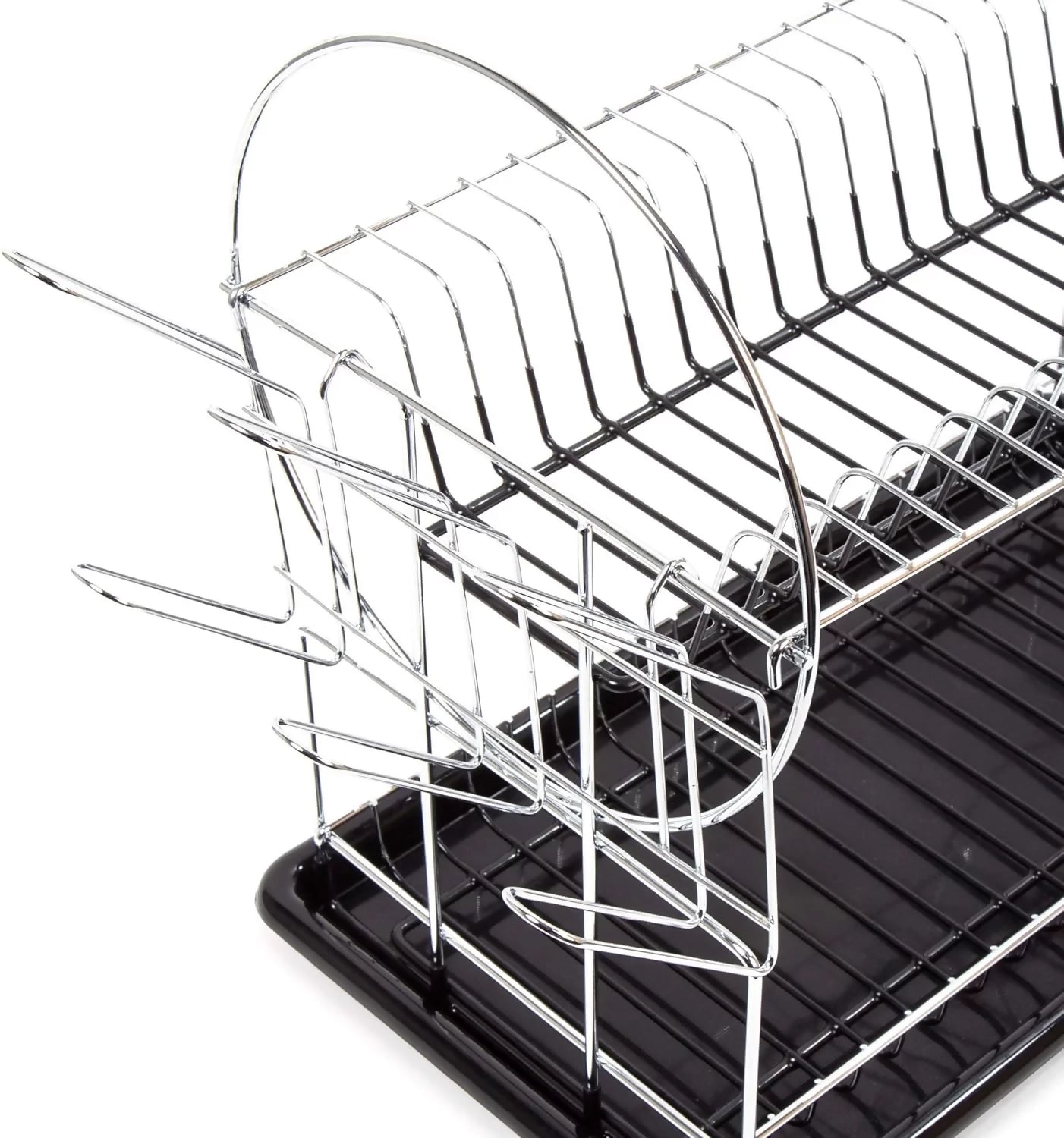 Stainless Steel Dish Rack With Black Drip Tray