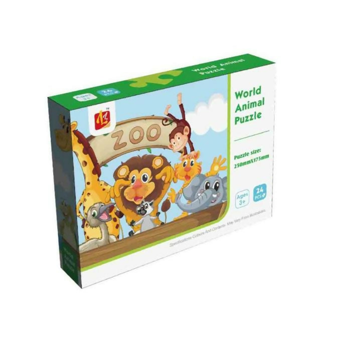 24 Pieces Block Puzzles - Happy Farm Animal Paper Puzzles, World Animal Puzzle (24pcs)