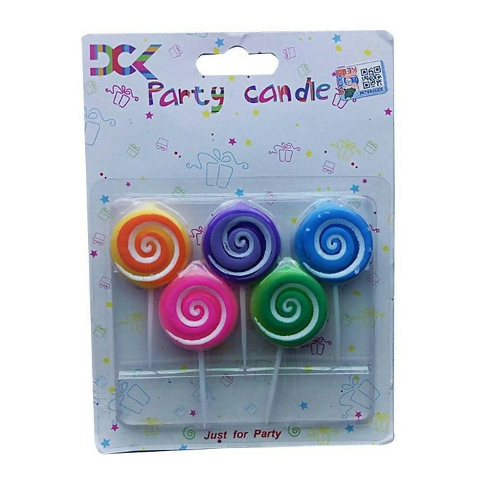 5Pcs Lollipop Shaped Birthday Party Candles