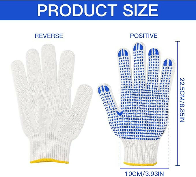 Fashion Non-Skid PVC Dotted Cotton Knitted Gloves