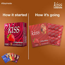 Kiss Strawberry -Flavoured Ribbed Condoms (24 Pack)