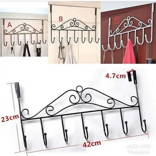 Over Door Metal Hanger with 7 Hooks