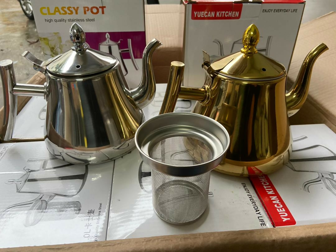 stainless steel teapot with infusion set,