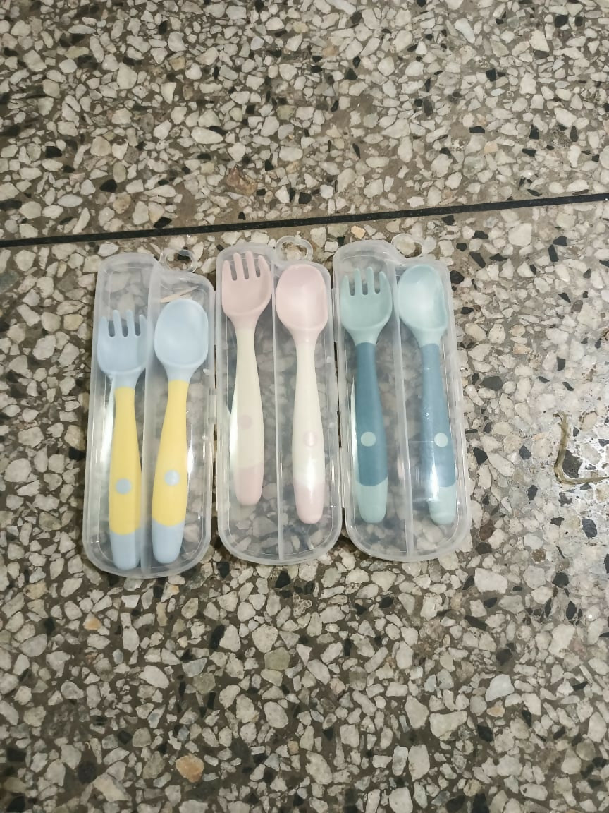 2-Piece Baby Bendable Silicone Spoon and Fork Set