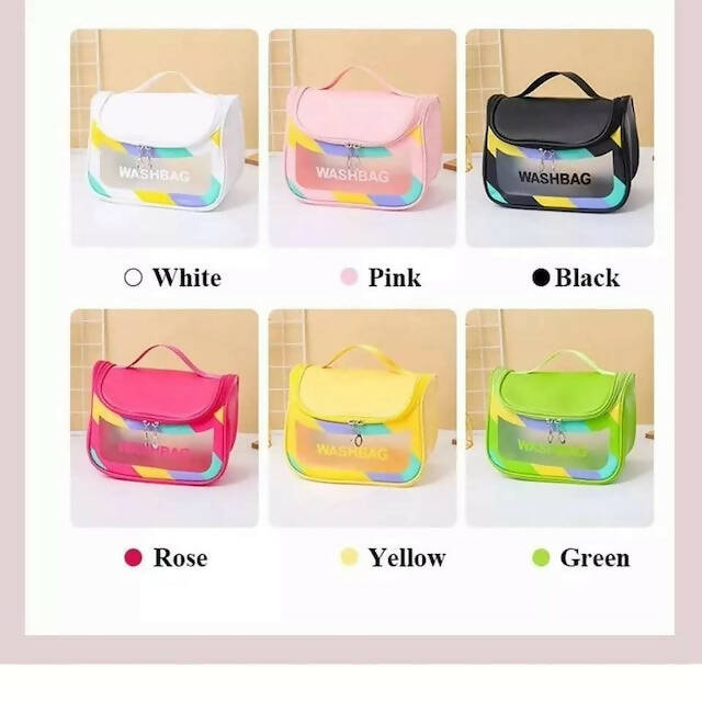 Transparent Washbag/Cosmetic Bag, PVC PU Material, High Capacity, Easy to Carry