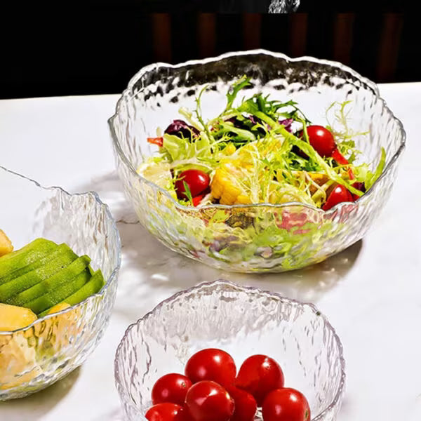 Textured Glass Bowl with Jagged Edge