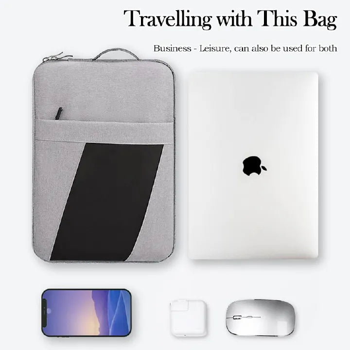 15.6-inch Portable Waterproof Laptop Sleeve: Multi-Layer Protective Liner Bag for Apple & iPad, Gray