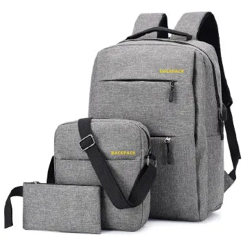 3-Piece Men's Anti-Theft USB Laptop Backpack Set, School Bookbag & Travel Bag
