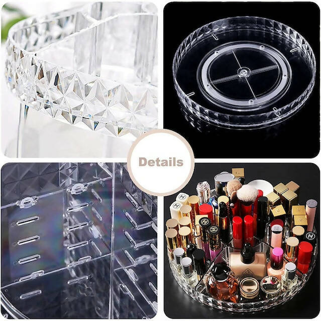 Acrylic Rotating Makeup Organizer, Clear Makeup Organizer 360-Degree Rotating, Adjustable Cosmetic Storage Display Case(28cm * 28cm * 35cm)