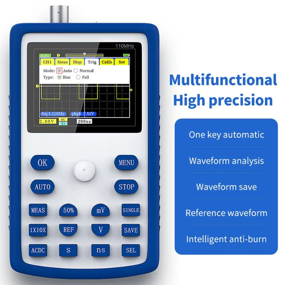 FNIRSI 1C15 Professional Digital Oscilloscope 110MHz Analog Bandwidth 500MS/s Sampling Rate Supports 1Khz Square Wave 400V
