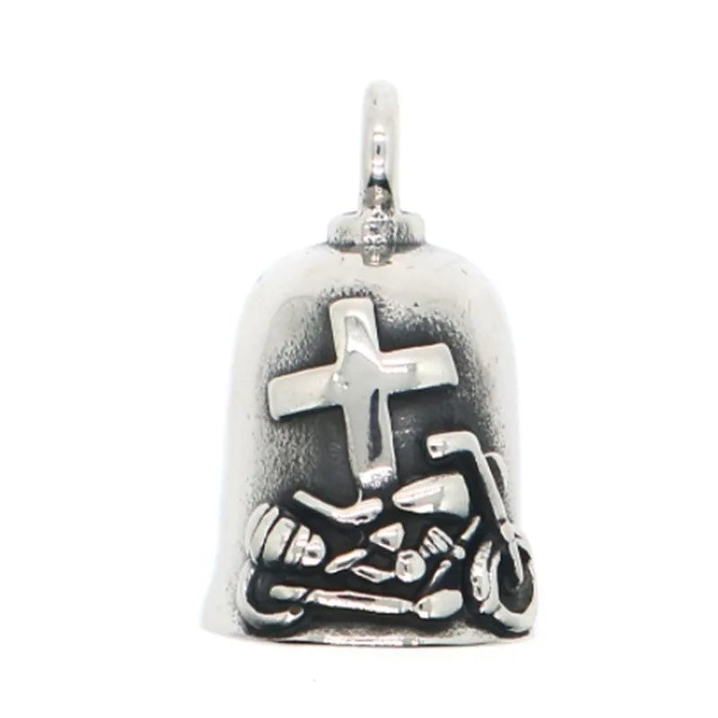 Biker Motorcycle Bell Necklace Charm Men\\\\'s Trend Jewelry Lucky Bell Pendant with Stainless Steel Chain