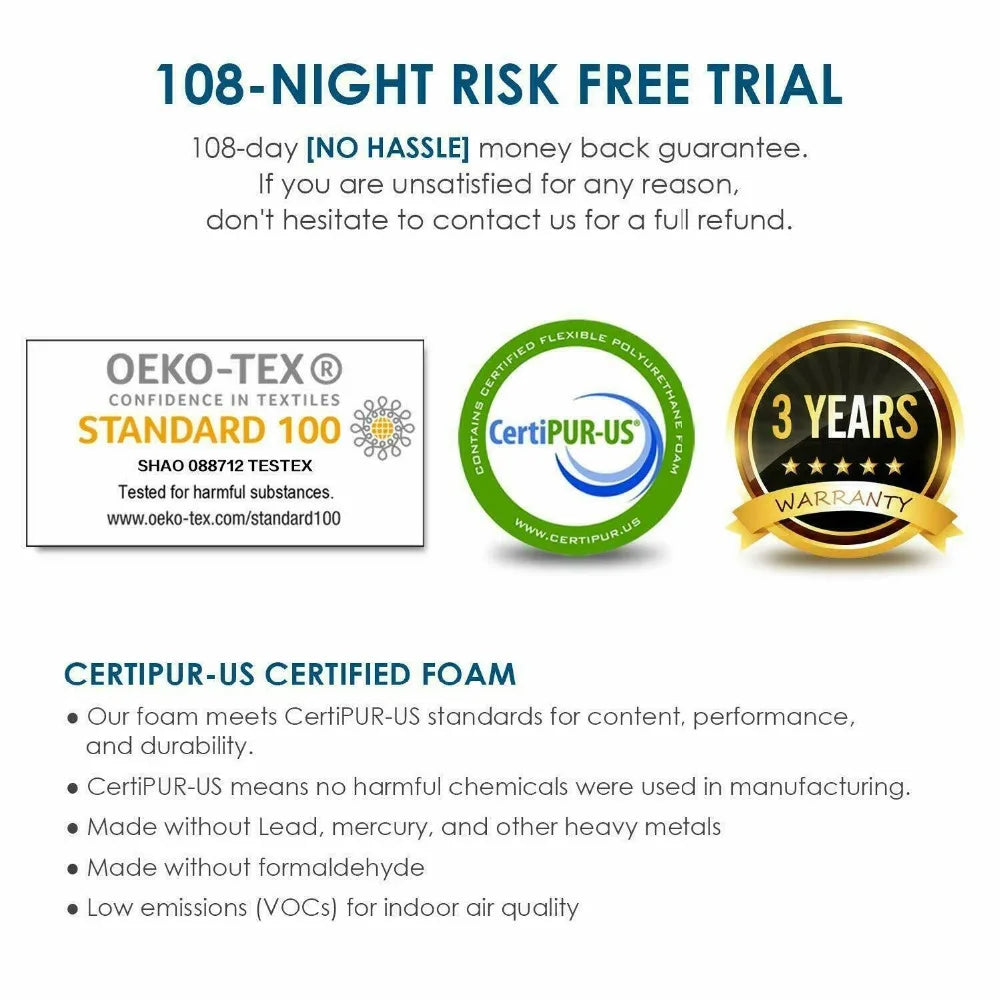 Premium Memory Foam Mattress Toppers with Zipper Bamboo Cover Soft Gel Foam Bed King Queen Twin FUll Size Mattress Help Sleep