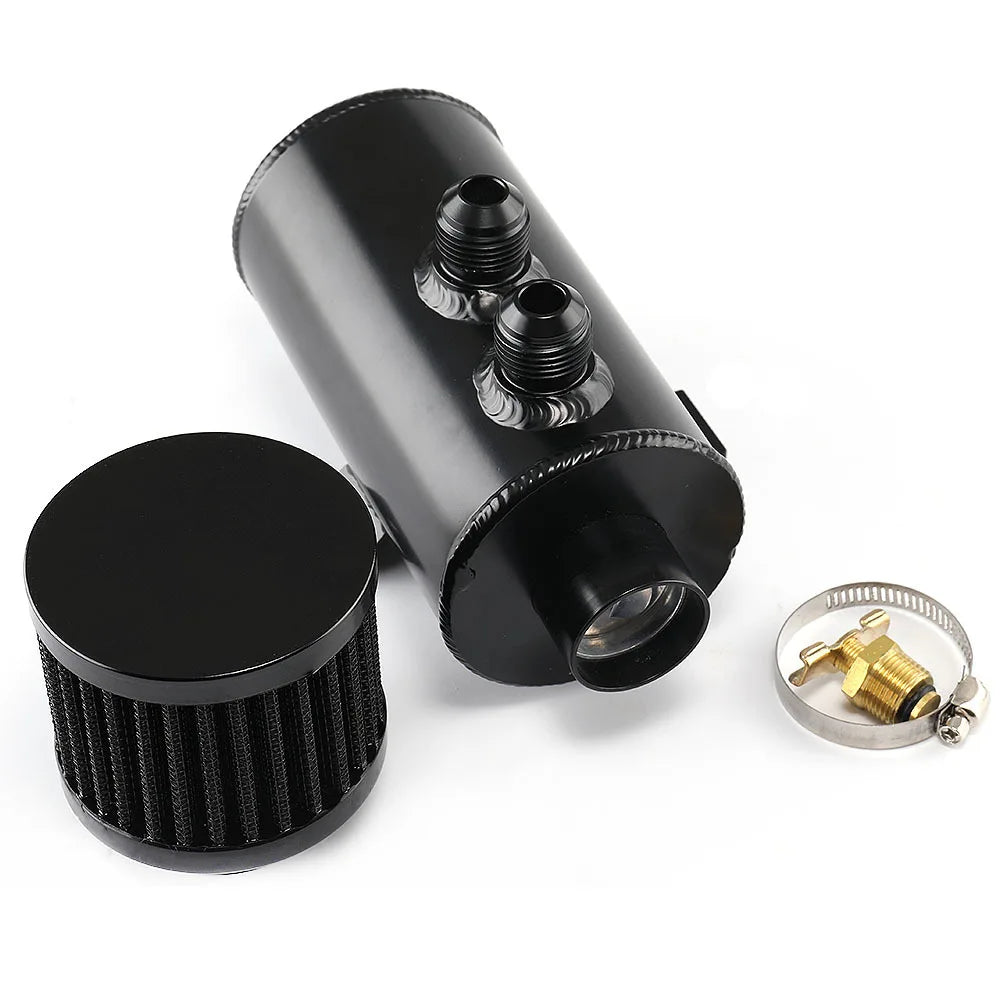 750ml Aluminum AN10 Oil Catch Can Exhaust Reservoir Tank with Breather Filter Baffled Kit Fuel Tank OCC-1011