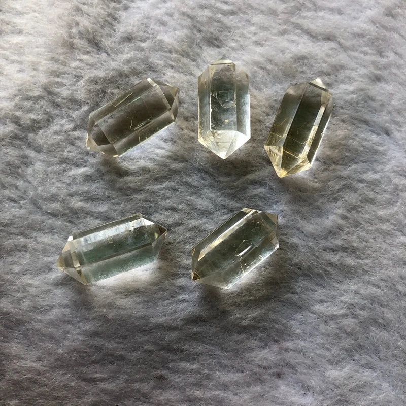 Natural Clear Quartz Double Point Bead Wholesale 2pcs/pack 8x18mm Hexagonal Column Gemstone Jewelry Bead for Ring Face