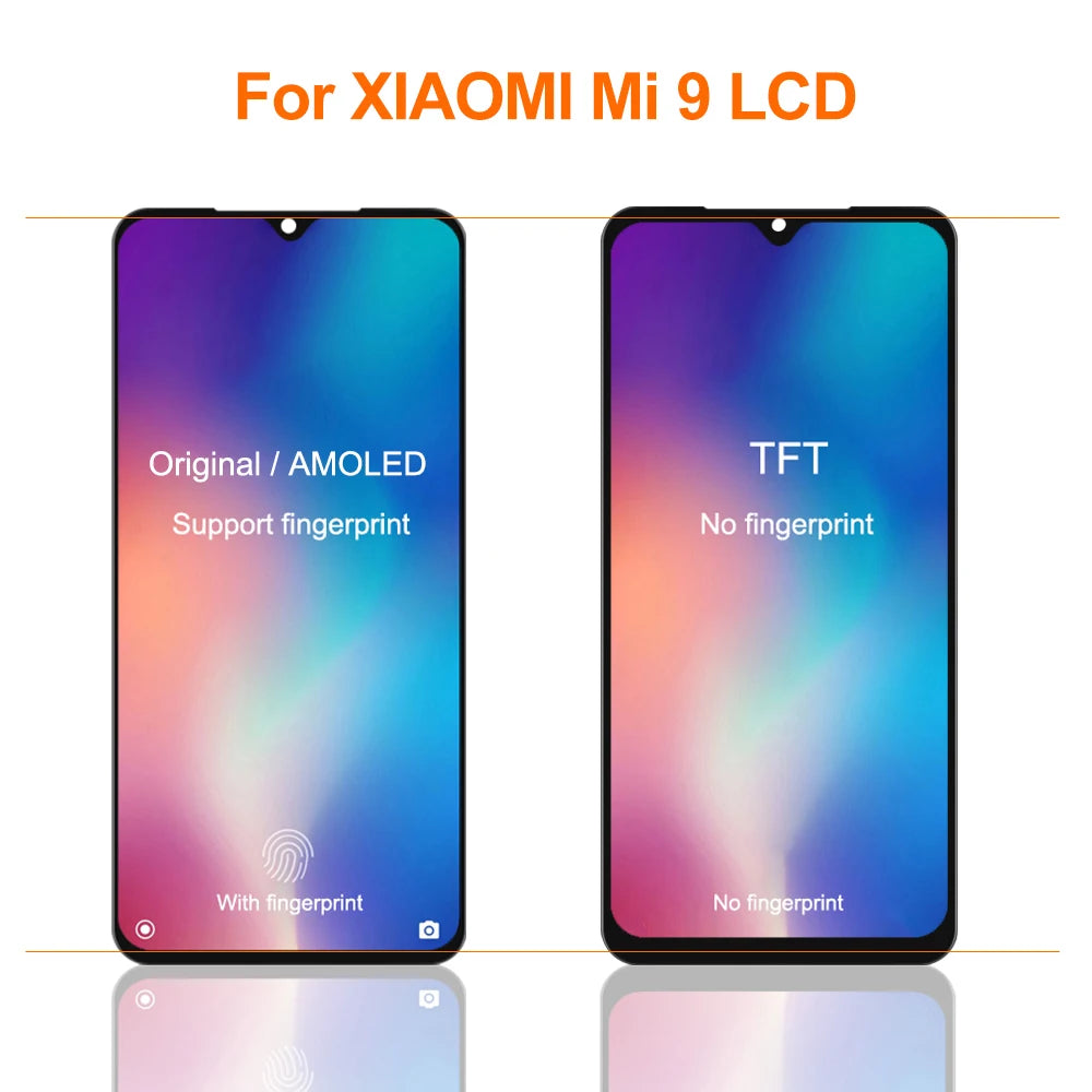 AMOLED For Xiaomi Mi 9 Mi9 LCD Display Touch Screen Digitizer Assembly With Frame For Xiaomi Mi9 M1902F1G Screen Replacement