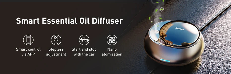 Baseus Car Diffuser Humidifier Auto Air Purifier Aromo Air Freshener with LED Light For Car Aroma Aromatherapy Diffuser