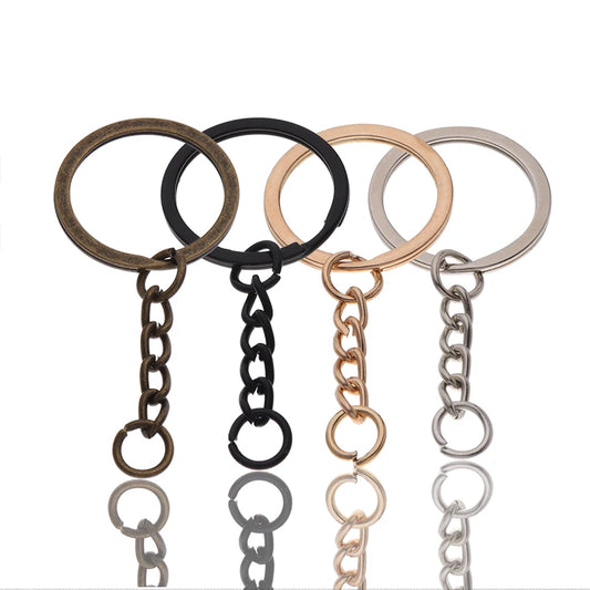10pcs/lot Flat Key Chain Key Ring Keychain Long Round Split Keyrings Keychain For Jewelry Making  Accessories Wholesale