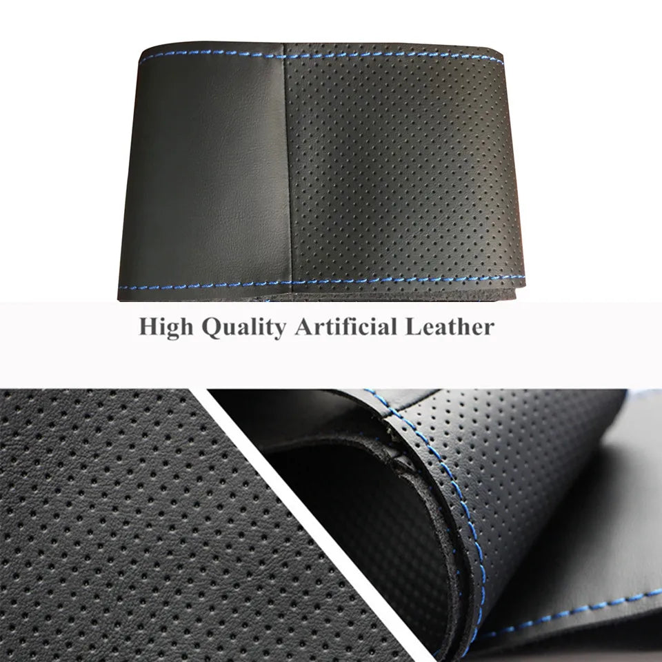 DIY Hand-sewing Steering Wheel Cover Black Microfiber Leather Car Steering Wheel Cover For Honda Civic Civic 9 2012-2015