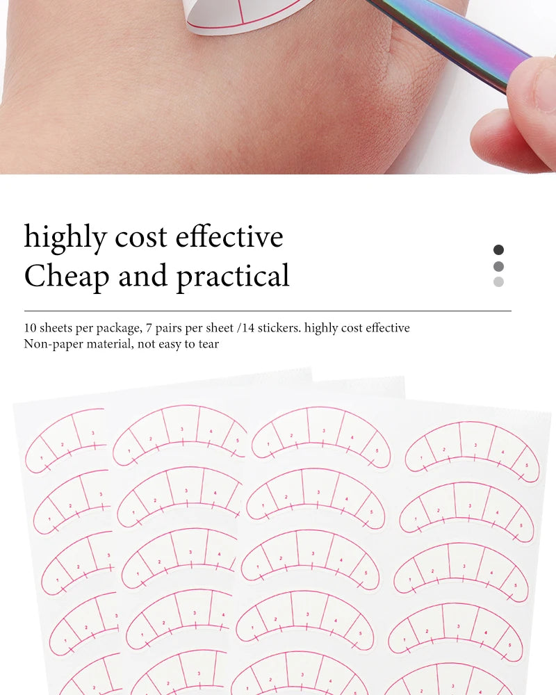 70 Pairs Eyelash Mapping Stickers Under Eye Positioning Tips Sticker for Lashes Extension Practice Eye Pads Paper Patches Tools