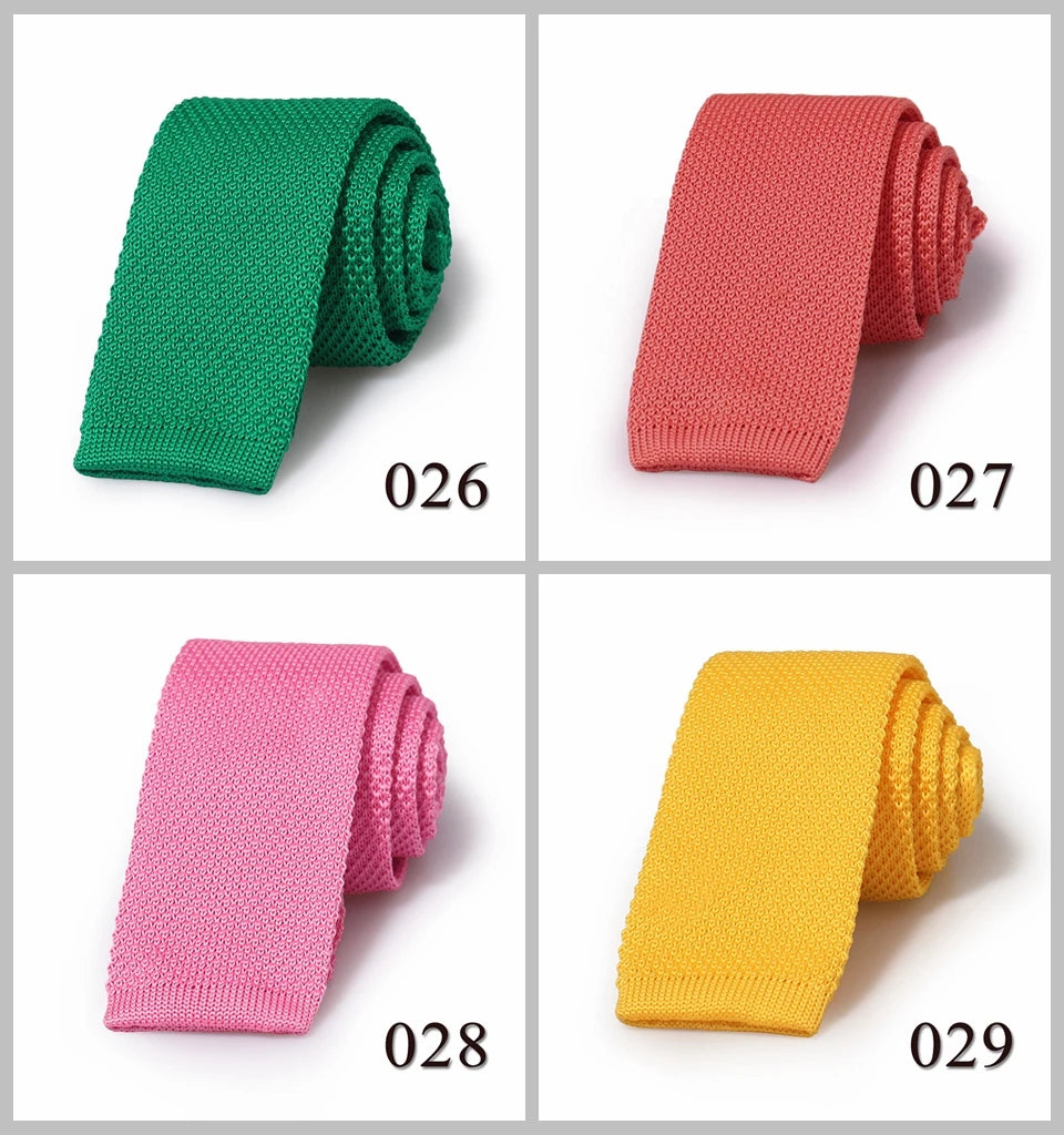 Knitted Ties For Men Slim Fashion Neckties Plain Black Red Knit Tie Men Women Wedding Daily Casual Neck Knitted Cravatas HUISHI
