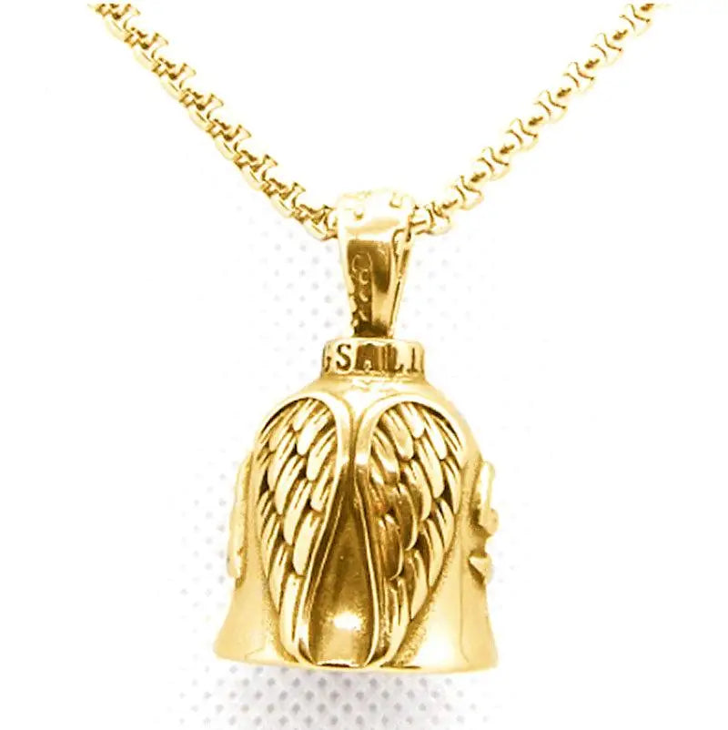 Biker Motorcycle Bell Necklace Charm Men\\\\'s Trend Jewelry Lucky Bell Pendant with Stainless Steel Chain