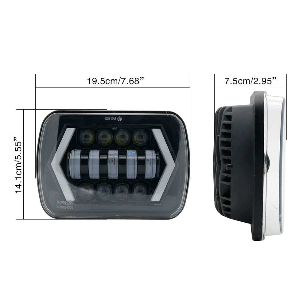 7x6" 5X7" Waterproof LED Projector Headlight Hi-Lo Beam DRL For Jeep Cherokee XJ car accessries