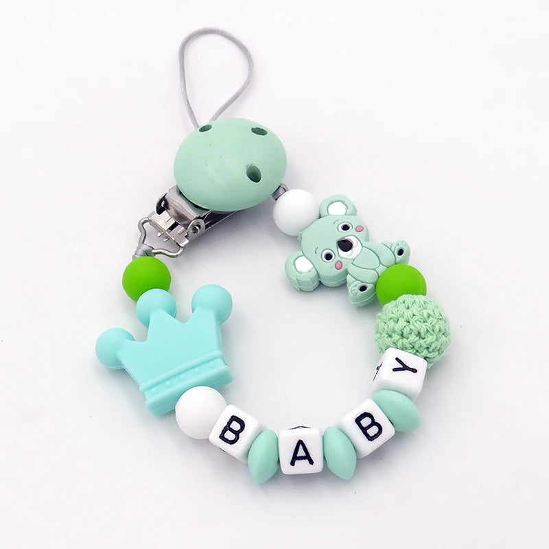 New Handmade Free Personalized Name Pacifier Clips Cute Pacifier Chains Holder Chupetero Personalizado Silicona Baby Shower Gift