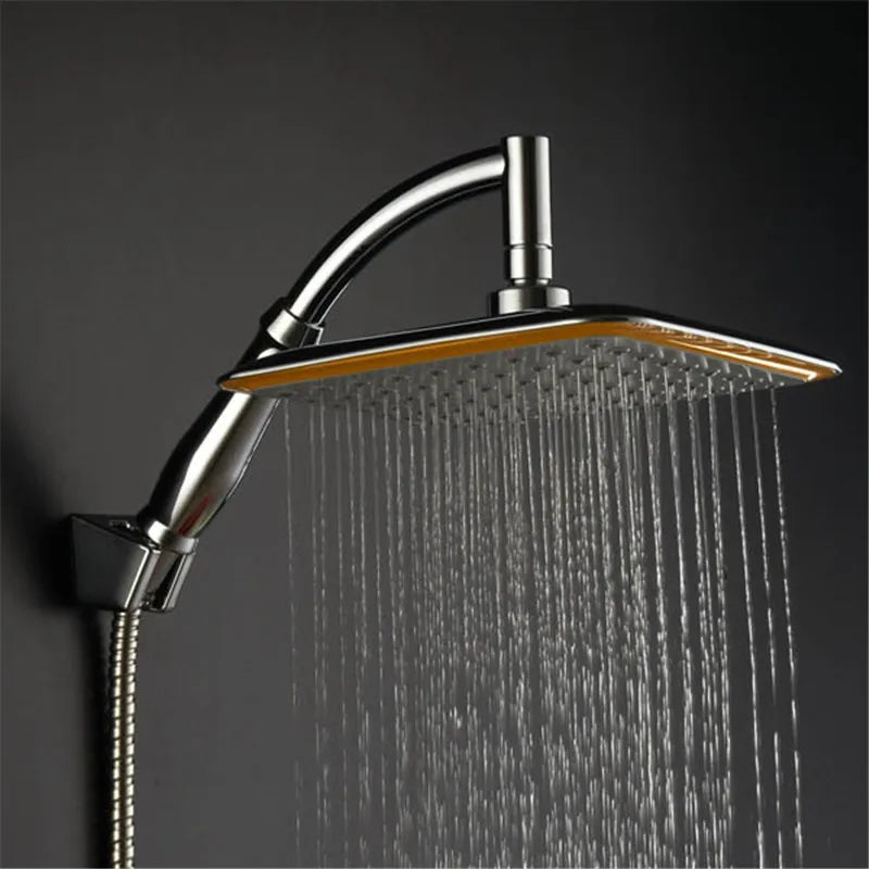 9 Inch Rotate 360 Degree Bathroom Rainfall Shower Head ABS Chrome Water Saving Shower Extension Arm Hand Held Shower Head Thin