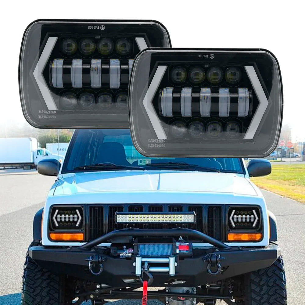 7x6" 5X7" Waterproof LED Projector Headlight Hi-Lo Beam DRL For Jeep Cherokee XJ car accessries
