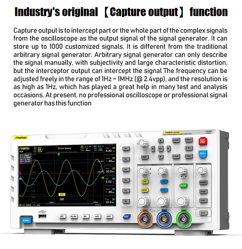 FNIRSI-1014D Dual Channel Desktop Digital Oscilloscope 100MHz* 2 Analog Bandwidth 1GSa/s Sampling Rate 10Mhz  Signal Generator