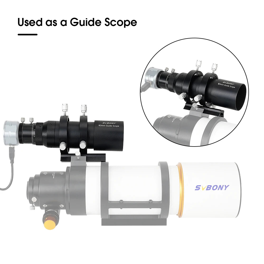SVBONY Telescope Guide Scope 50mm/190 ,60mm/240mm,Compact Deluxe Guide Scope w/1.25" Double Helical Focuse SV106
