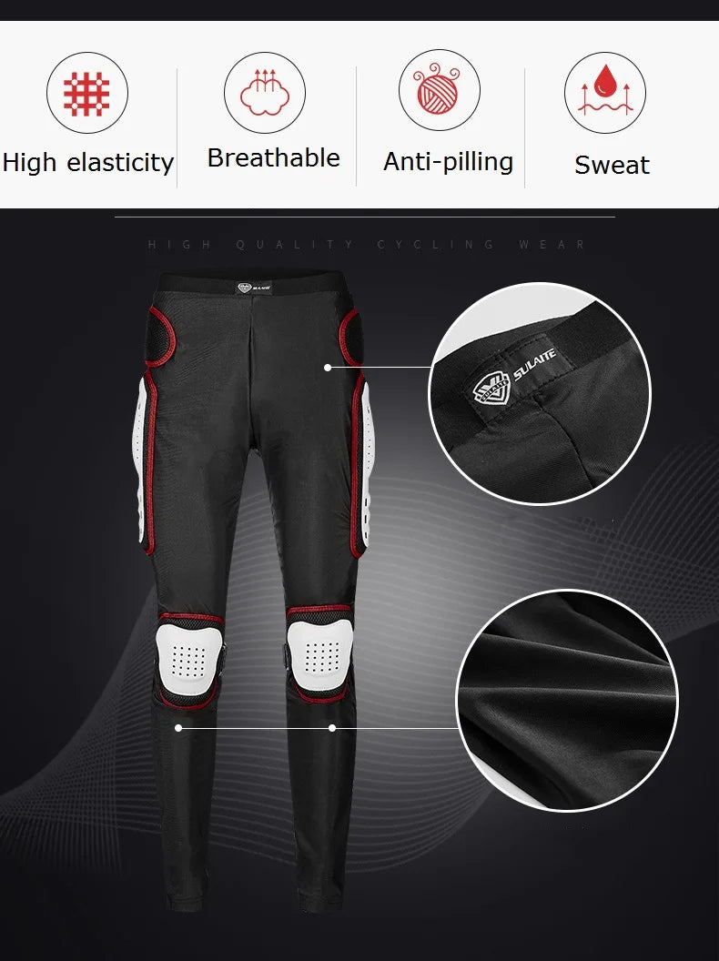 SULAITE Motorcycle Armor Trousers Motocross Pants Long Armor Knee Crotch Hip Protection Motorbike Riding Racing Equipment Shorts