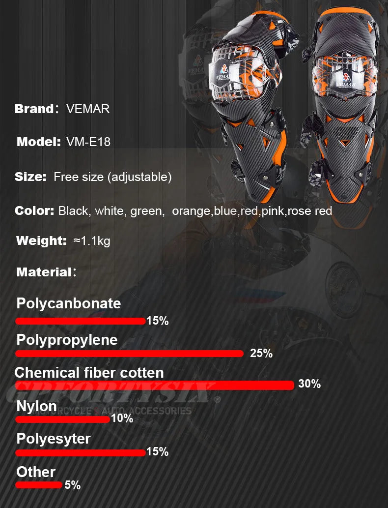 VEMAR Motorcycle Racing Riding Knee Guard Protective MX Motocross Knee Protectors Pads Armor Kneepads Gear Rodilleras Moto