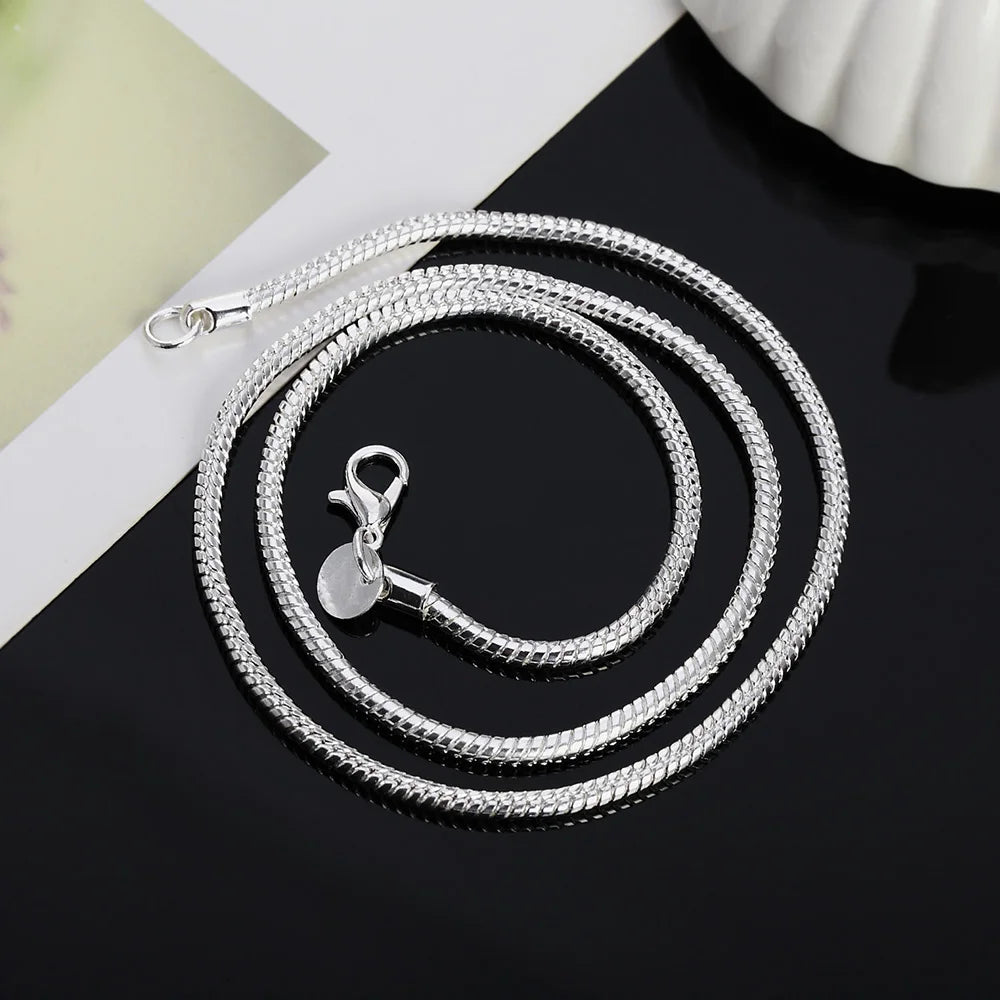 40-75cm 925 Sterling Silver 1MM/2MM/3MM solid Snake Chain Necklace For Men Women Fashion Jewelry for pendant free shipping