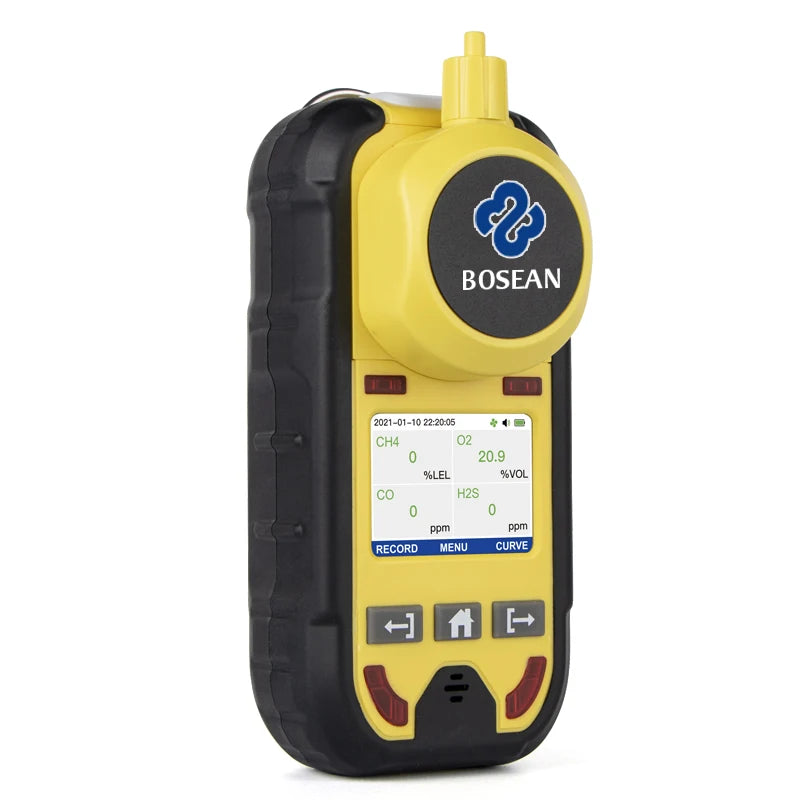 Bosean O2 H2S CO LEL 4 in 1 Oxygen Hydrogen Sulfide Carbon Monoxide Leak Detector Pump Multi Gas Detector Gas Meter