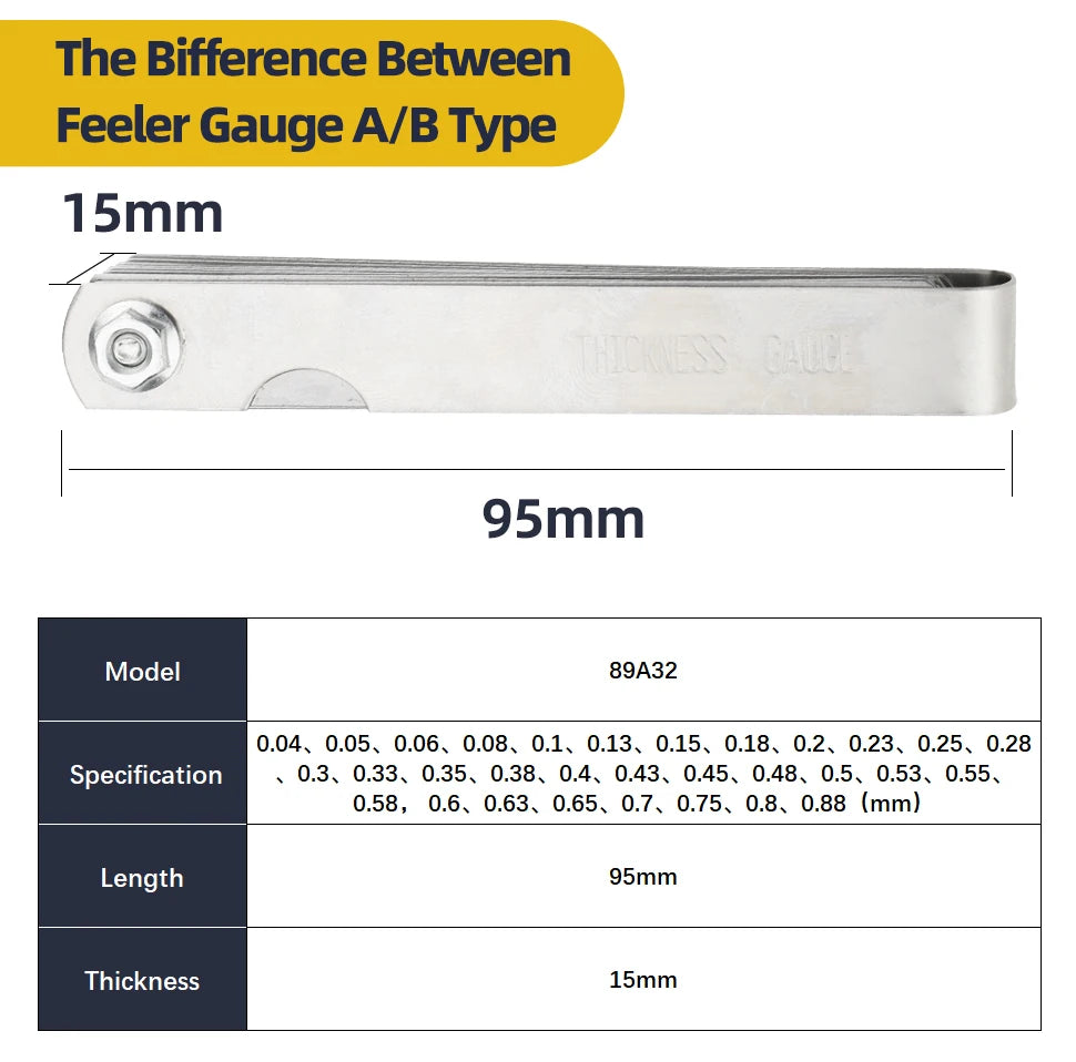 Feeler Gauge Metric Inch Spark Plug Gauge Valve Probes Filler Gauge Probe Thickness Gauge Spark Plug Gap Tools Thickness Set