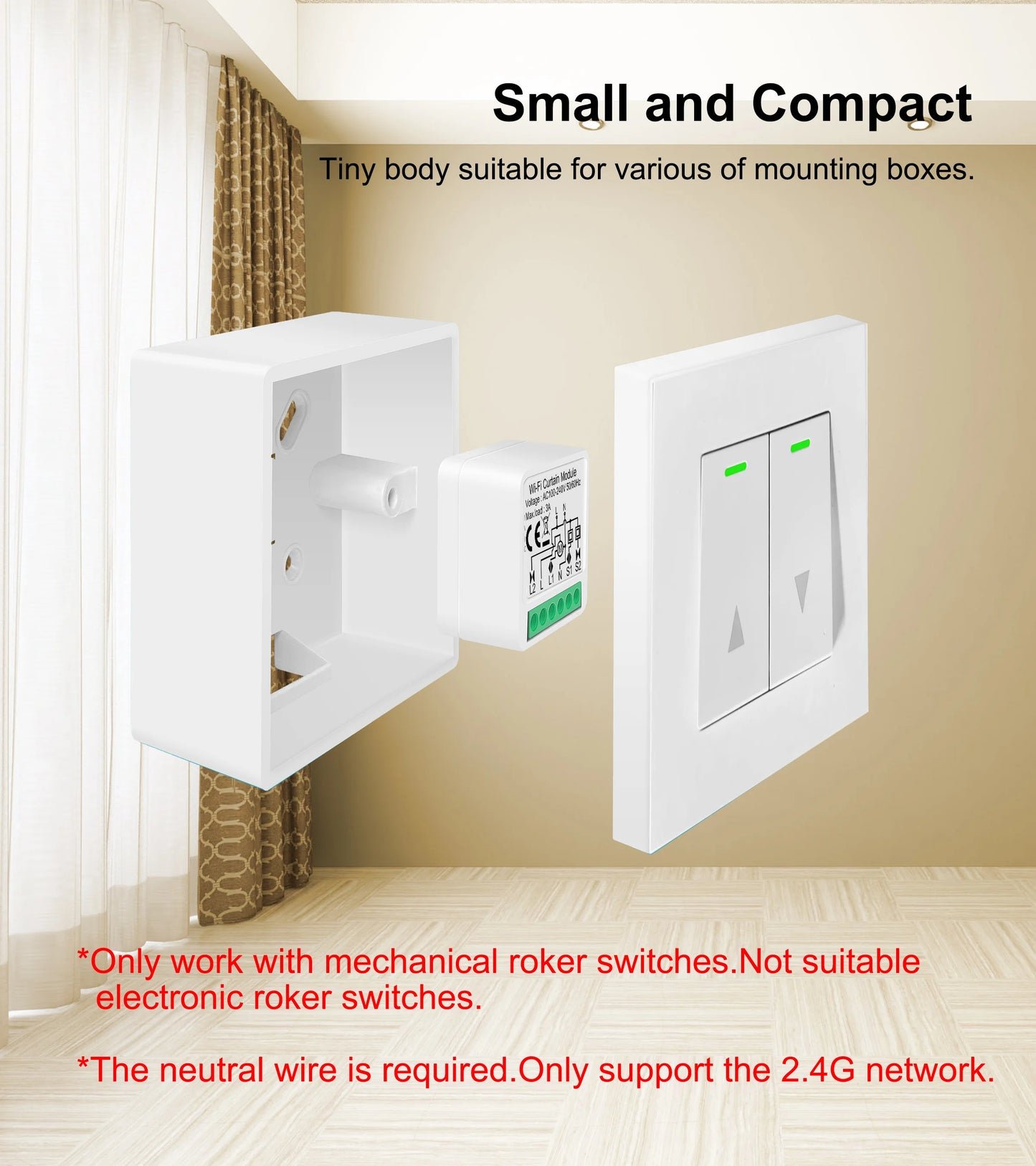 GIRIER Tuya Smart Wifi Curtain Module Blind Switch for Roller Shutter Electric Motor 1/2 Gang Compatible with Alexa Google Home