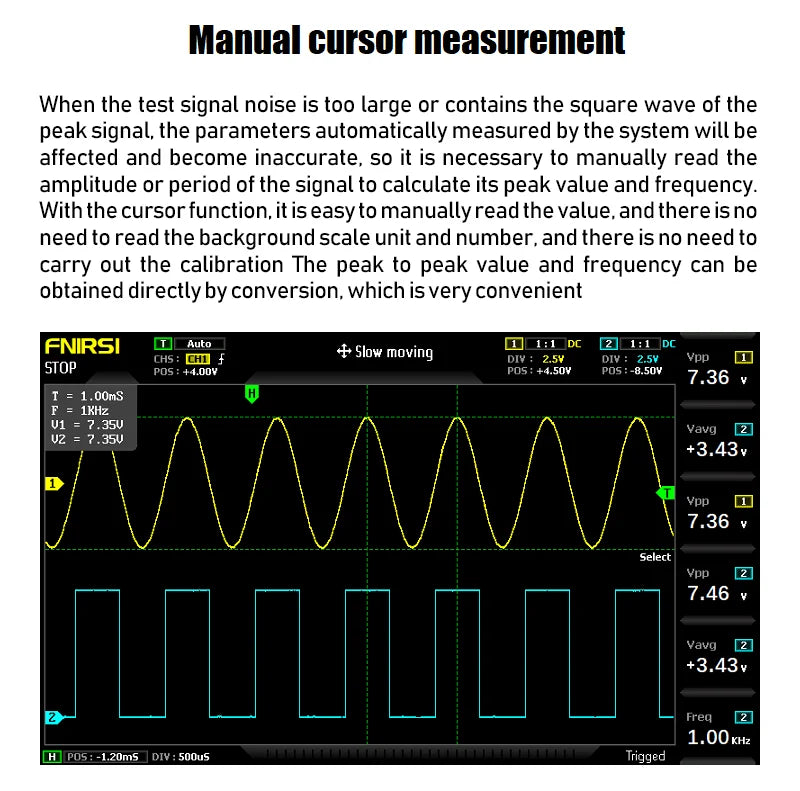 FNIRSI-1014D Dual Channel Desktop Digital Oscilloscope 100MHz* 2 Analog Bandwidth 1GSa/s Sampling Rate 10Mhz  Signal Generator