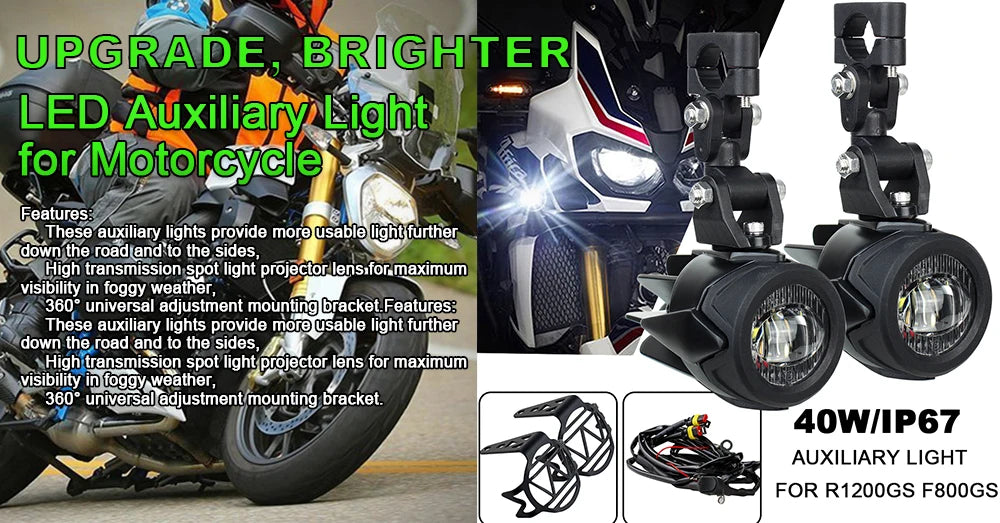 Upgrade Motorcycle fog light Auxiliary Lights Brighter Lamp 40W 6000K for BMW R1200GS F800GS F700GS F650 K1600