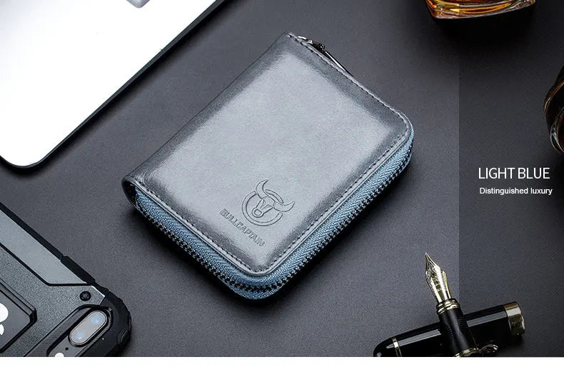 BULLCAPTAIN Leather Credit Card ID Card Holder Wallet Wallet Men Fashion Rfid Card Holder Wallet Business Card Holder Bag