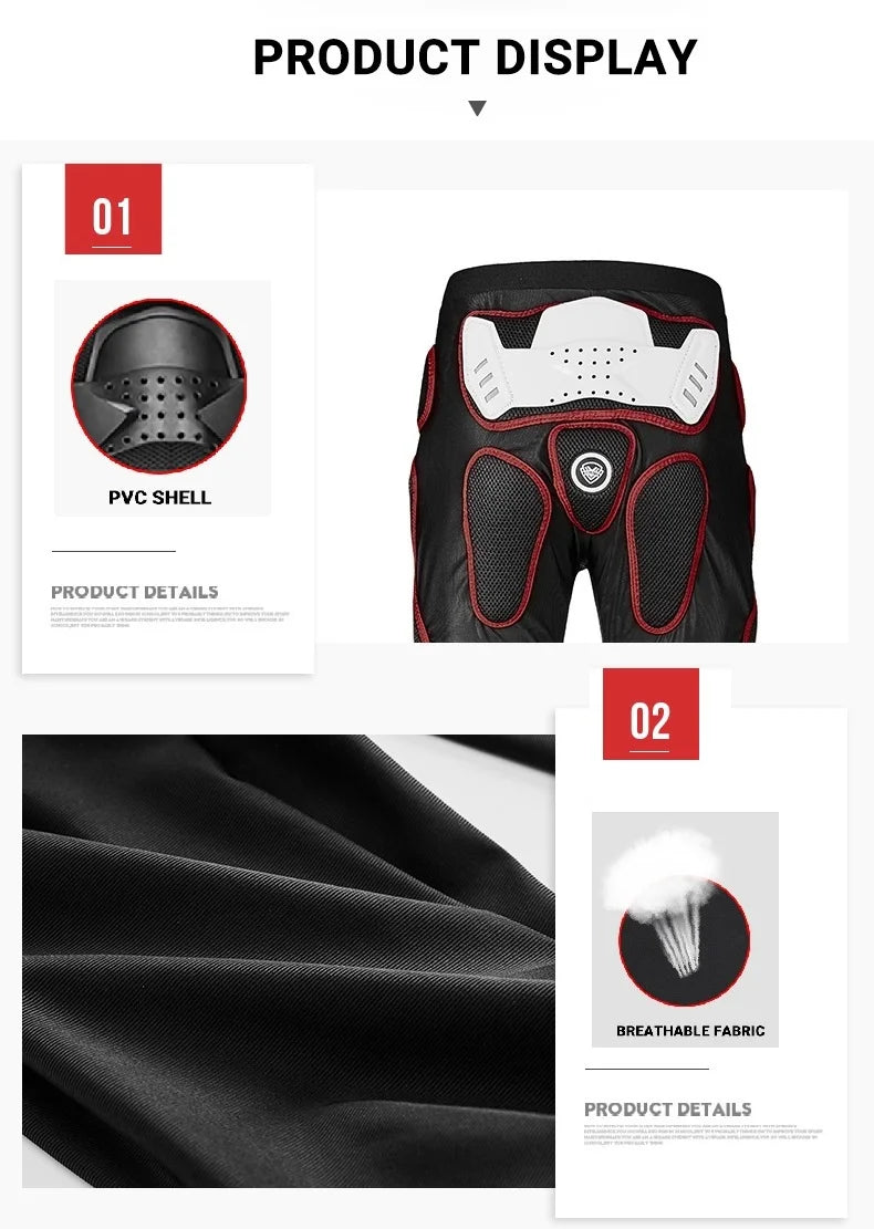 SULAITE Motorcycle Armor Trousers Motocross Pants Long Armor Knee Crotch Hip Protection Motorbike Riding Racing Equipment Shorts