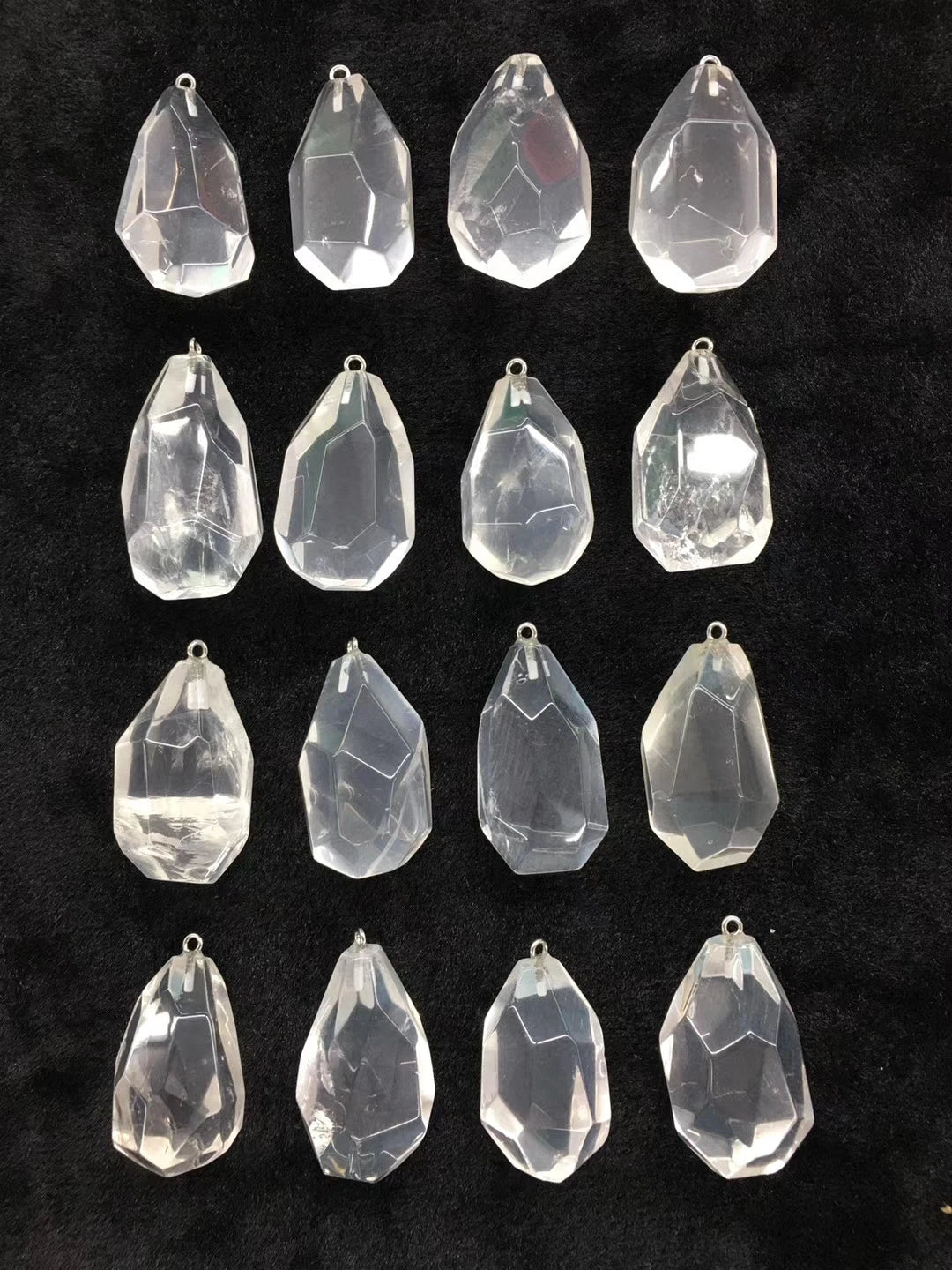 2pcs/pack Wholesale Faceted Clear Quartz Rock Crystal Beads Natural Stone Pendant for Jewelry Making