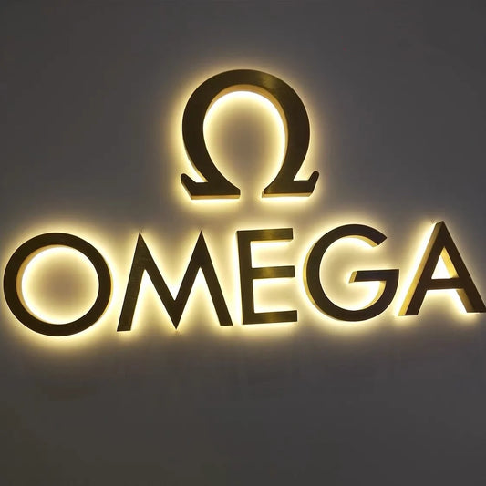 Gold Backlit Sign With Logo For Shop Store Decor Led Sign Vintage Decor Metal Wall Letter