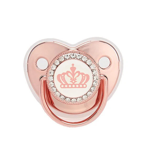 Luxury Newborn Baby Pacifier Baby Rhinestone Crown Pacifier Infant Teether Silicone Pacifier Holder Dummy Baby Shower Gift