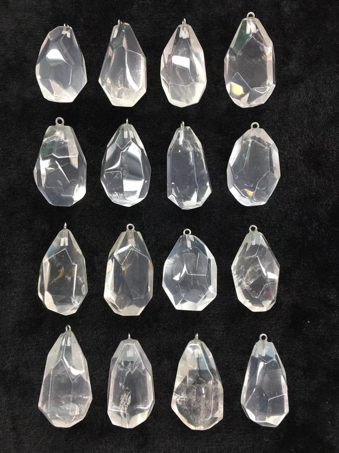 2pcs/pack Wholesale Faceted Clear Quartz Rock Crystal Beads Natural Stone Pendant for Jewelry Making