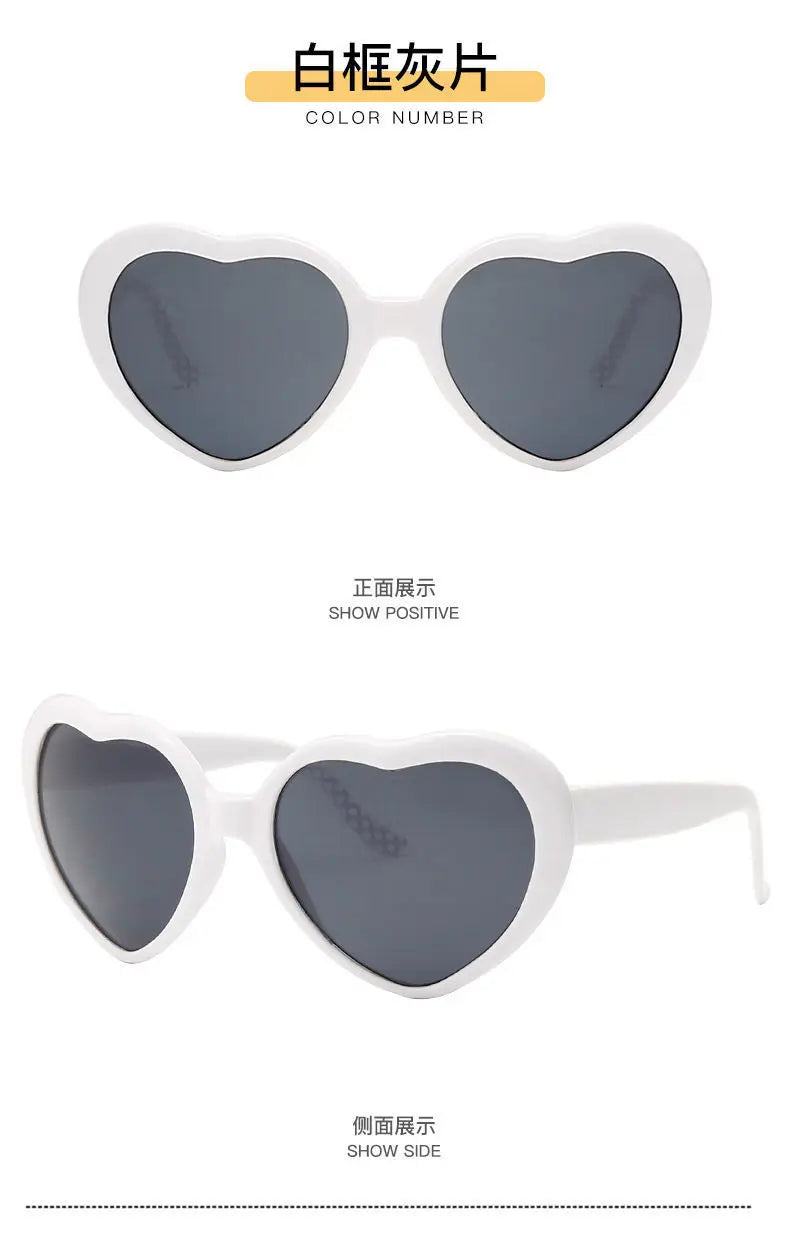 Love Heart Shaped Effects Glasses Watch The Lights Change to Heart Shape At Night Diffraction Glasses Women Fashion Sunglasses