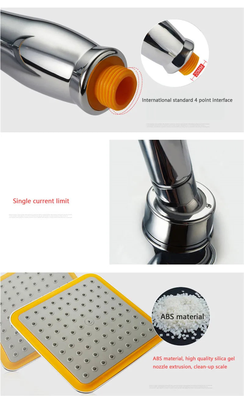 9 Inch Rotate 360 Degree Bathroom Rainfall Shower Head ABS Chrome Water Saving Shower Extension Arm Hand Held Shower Head Thin
